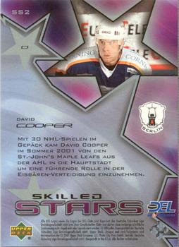 2001-02 Upper Deck DEL (German) - Skilled Stars #SS2 David Cooper Back