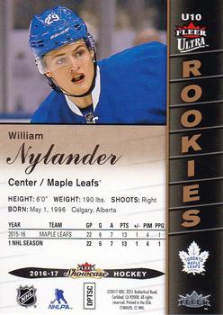 2016-17 Fleer Showcase - Ultra Rookies #U10 William Nylander Back