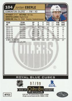 2016-17 O-Pee-Chee Platinum - Royal Blue Cubes #104 Jordan Eberle Back