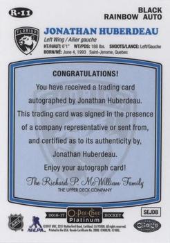 2016-17 O-Pee-Chee Platinum - Retro Black Rainbow Autographs #R-11 Jonathan Huberdeau Back
