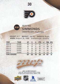 2017-18 Upper Deck MVP #30 Wayne Simmonds Back