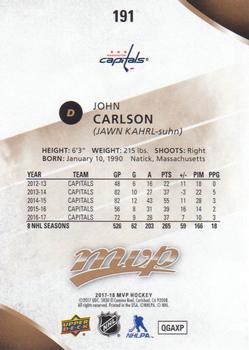 2017-18 Upper Deck MVP #191 John Carlson Back