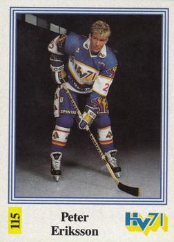 1991-92 Semic Elitserien (Swedish) Stickers #115 Peter Eriksson Front