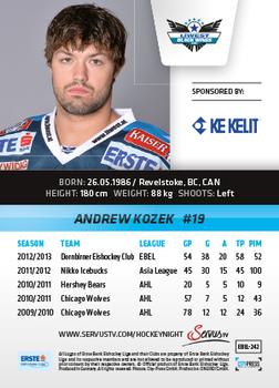 2013-14 Austrian EBEL #242 Andrew Kozek Back