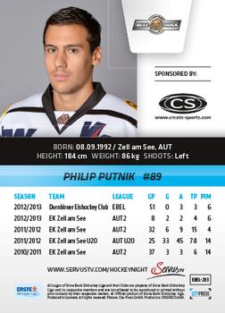 2013-14 Austrian EBEL #283 Philip Putnik Back