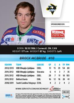 2013-14 Austrian EBEL #89 Brock McBride Back