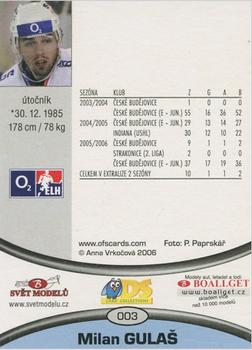 2006-07 Czech OFS #3 Milan Gulas Back