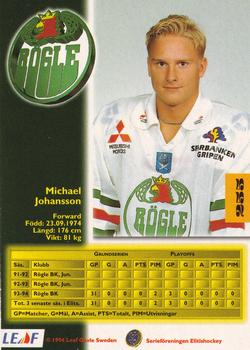 1994-95 Leaf Elit Set (Swedish) #255 Michael Johansson Back