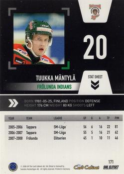 2008-09 SHL Elitset #171 Tuukka Mäntylä Back