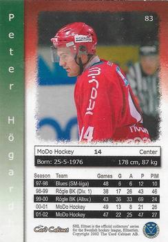 2002-03 Swedish SHL Elitset #83 Peter Hogardh Back