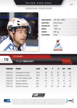 2008-09 Playercards (DEL) #430 Tyler Beechey Back