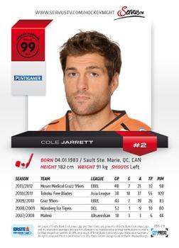 2012-13 Playercards EBEL #EBEL-219 Cole Jarrett Back