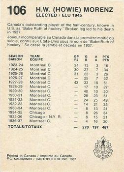 1987 Cartophilium Hockey Hall of Fame #106 Howie Morenz Back