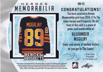 2016-17 Leaf In The Game Heroes and Prospects  - Hero Memorabilia #HM-02 Alexander Mogilny Back