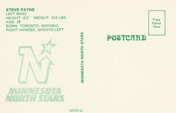 1985-86 Minnesota North Stars Postcards #NNO Steve Payne Back