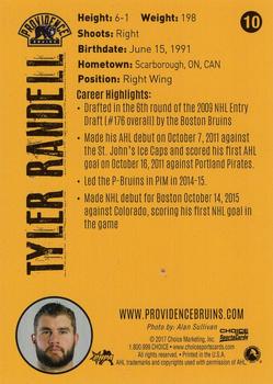 2016-17 Choice Providence Bruins (AHL) #10 Tyler Randell Back