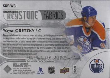 2016-17 Upper Deck Ultimate Collection - Keystone Fabrics Autographs #SKF-WG Wayne Gretzky Back