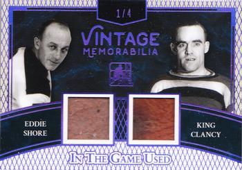 2017 Leaf In The Game Used - Vintage 2 Memorabilia Purple Spectrum Foil #VM2-06 Eddie Shore / King Clancy Front