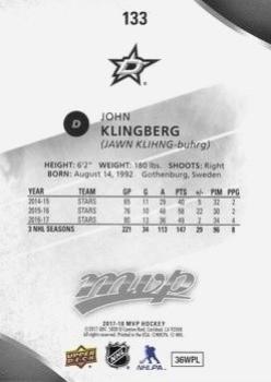 2017-18 Upper Deck MVP - Silver Script #133 John Klingberg Back