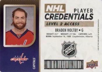 2017-18 Upper Deck MVP - NHL Player Credentials Level 2 Access #NHL-BH Braden Holtby Front