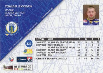 2011-12 OFS Plus #333 Tomas Sykora Back