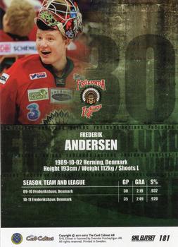 2011-12 SHL Elitset #181 Frederik Andersen Back