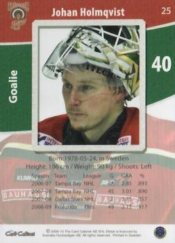 2009-10 SHL Elitset #25 Johan Holmqvist Back