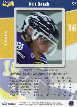 2009-10 SHL Elitset #53 Kris Beech Back