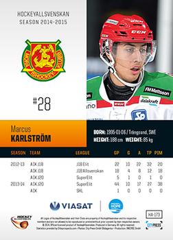 2014-15 HockeyAllsvenskan #HA-173 Marcus Karlström Back