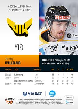 2014-15 HockeyAllsvenskan #HA-310 Jeremy Williams Back