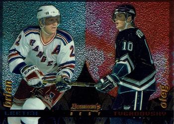 1994-95 Finest - Bowman's Best Blue and Red Duals #4 Brian Leetch / Oleg Tverdovsky Front
