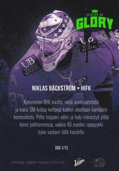 2017-18 Cardset Finland - Season of Glory #SOG1 Niklas Bäckström Back