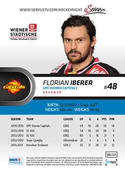 2015-16 Playercards Premium (EBEL) #EBEL-021 Florian Iberer Back