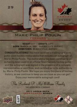 2017 Upper Deck Team Canada Juniors - Premium Materials Autographs #29 Marie-Philip Poulin Back