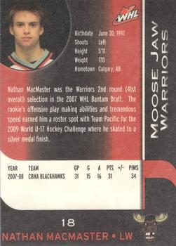 2008-09 Sobeys Moose Jaw Warriors (WHL) #13 Nathan MacMaster Back