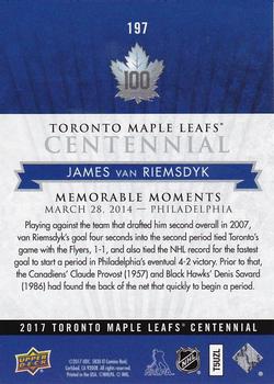 2017 Upper Deck Toronto Maple Leafs Centennial #197 James van Riemsdyk Back
