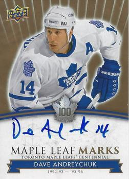 2017 Upper Deck Toronto Maple Leafs Centennial - Maple Leaf Marks #MLM-DA Dave Andreychuk Front