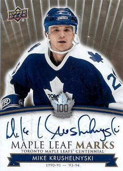 2017 Upper Deck Toronto Maple Leafs Centennial - Maple Leaf Marks #MLM-MK Mike Krushelnyski Front