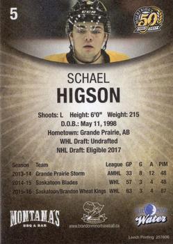 2016-17 Brandon Wheat Kings (WHL) #3 Schael Higson Back