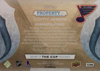 2016-17 Upper Deck The Cup - Property Of... Stick Nameplate #PO-CJ Curtis Joseph Back
