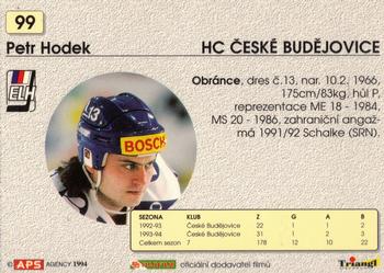 1994-95 APS Extraliga (Czech) #99 Petr Hodek Back