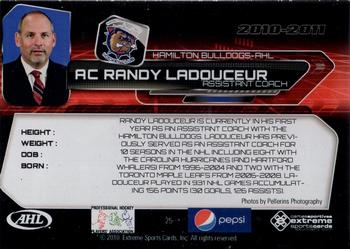 2010-11 Extreme Hamilton Bulldogs AHL #25 Randy Ladouceur Back