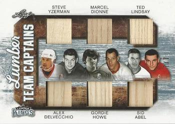 2017 Leaf Lumber Kings - Lumber Team Captains - Platinum #LTC-07 Steve Yzerman / Alex Delvecchio / Marcel Dionne / Gordie Howe / Ted Lindsay / Sid Abel Front