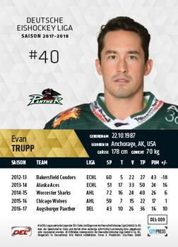 2017-18 Playercards (DEL) #DEL-009 Evan Trupp Back