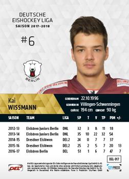 2017-18 Playercards (DEL) #DEL-017 Kai Wissmann Back