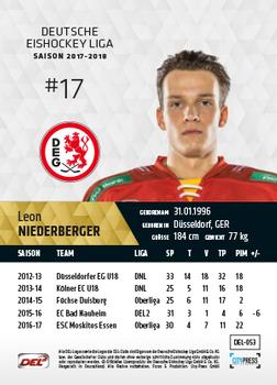 2017-18 Playercards (DEL) #DEL-053 Leon Niederberger Back