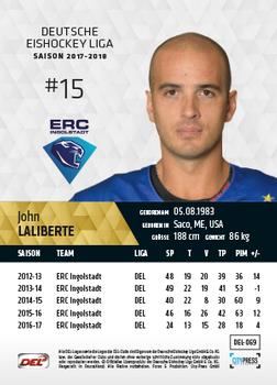 2017-18 Playercards (DEL) #DEL-069 John Laliberte Back