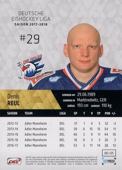 2017-18 Playercards (DEL) #DEL-125 Denis Reul Back