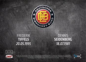 2017-18 Playercards (DEL) #DEL-285 Frederik Tiffels / Dennis Seidenberg Back