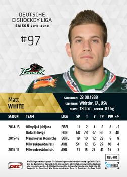 2017-18 Playercards (DEL) #DEL-302 Matt White Back